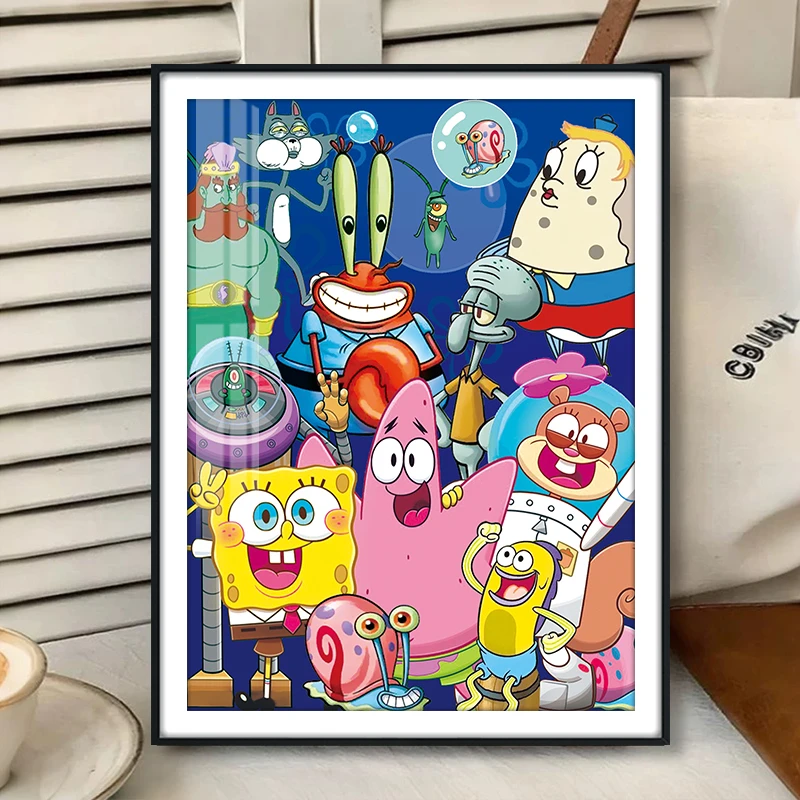 芊虹秀海绵宝宝十字绣2025新款客厅卧室卡通动漫儿童房刺绣手工绣