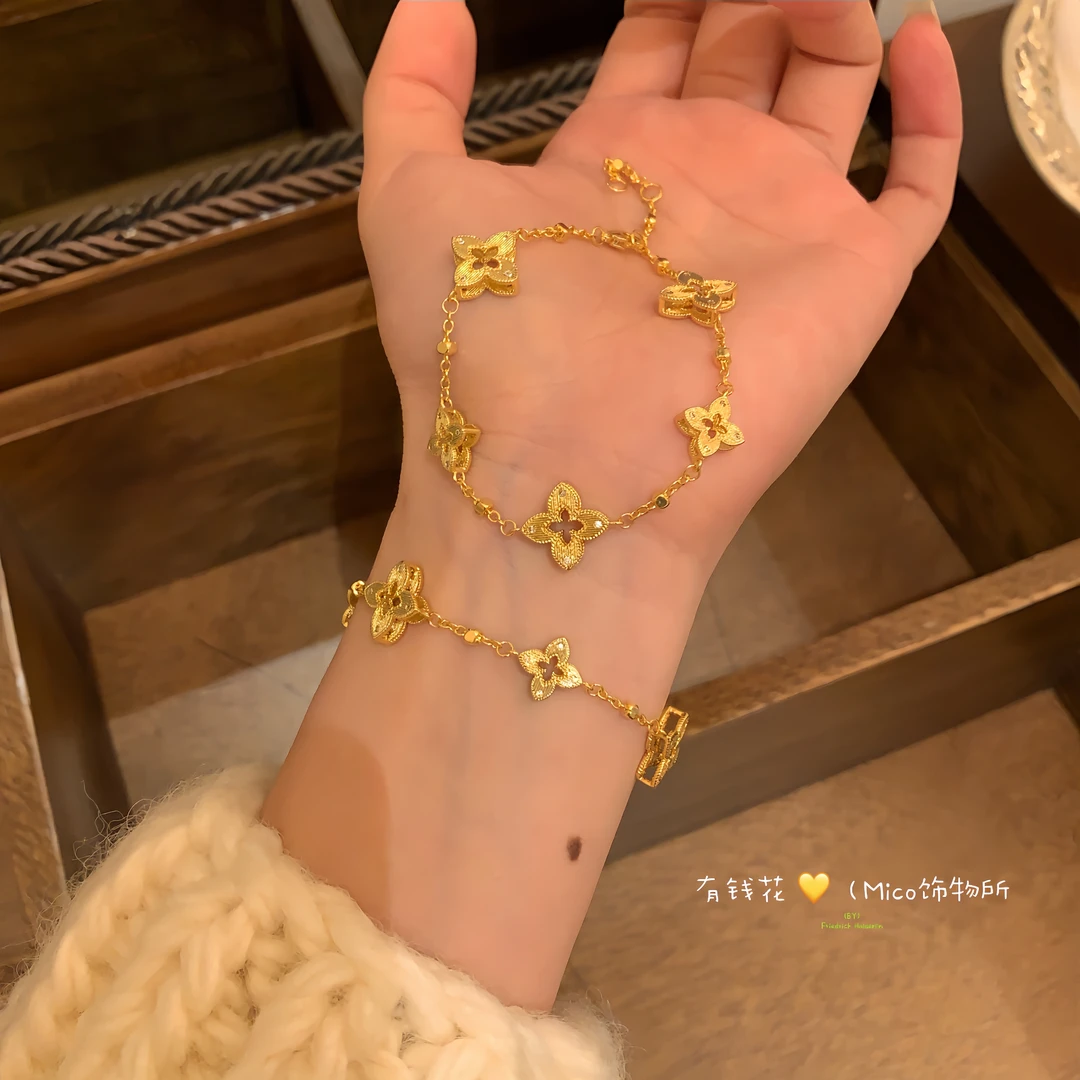 铜合金合成锆石手链 【有钱花】小众设计感复古百搭手链女M012