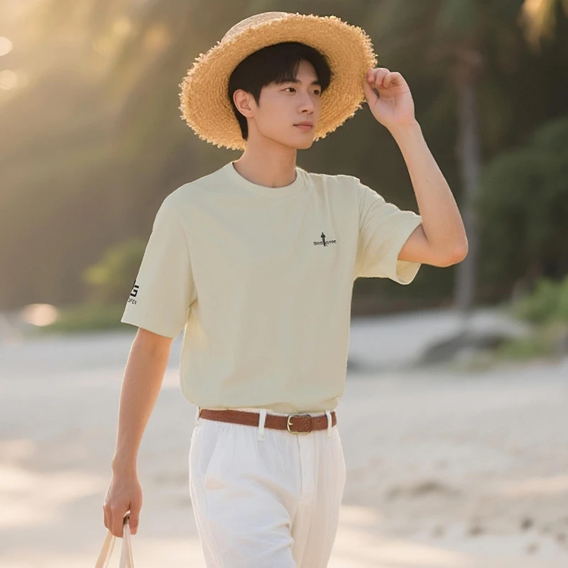 【防晒轻柔面料】比音勒芬短袖t恤男2025夏季男生衣服高级感休闲T恤