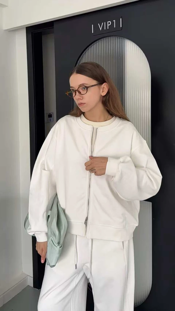 韩单高品质卫衣时尚百搭百搭长袖短袖纯色简约韩版圆领宽松女士