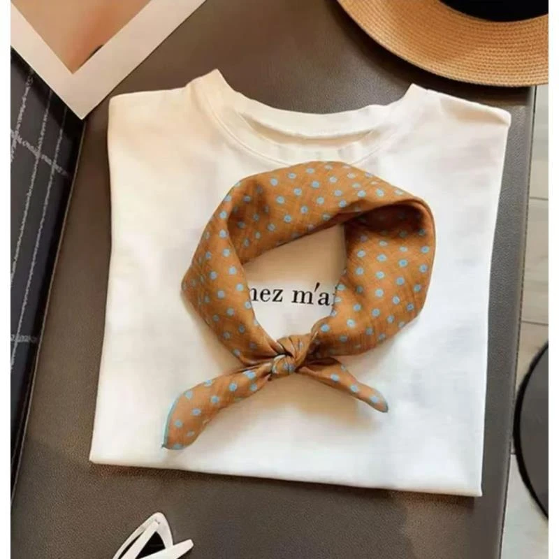 （1086）原创法式复古桑蚕丝棉方巾轻奢送母亲节礼物百搭丝巾70*70