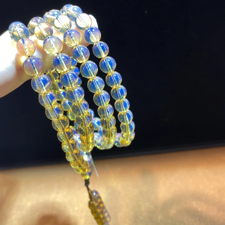 天然蓝珀108佛珠可当项链毛衣链可当多圈手串轻奢百搭情侣款净水