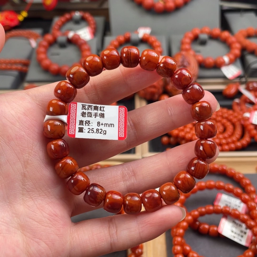 南红玛瑙瓦西单圈8+mm未镶嵌