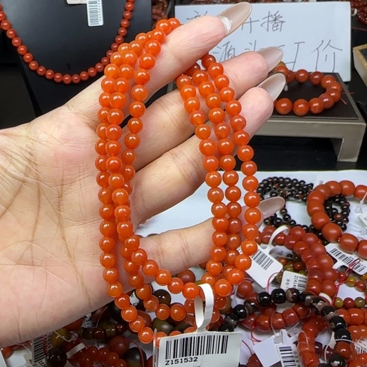 未镶嵌手链南红玛瑙保山柿子红5mm