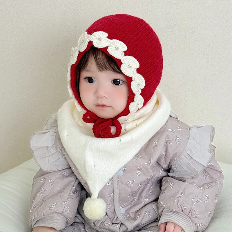 宝宝帽子毛线帽针织帽护耳帽加厚帽子秋冬婴幼儿外出保暖新年圣诞