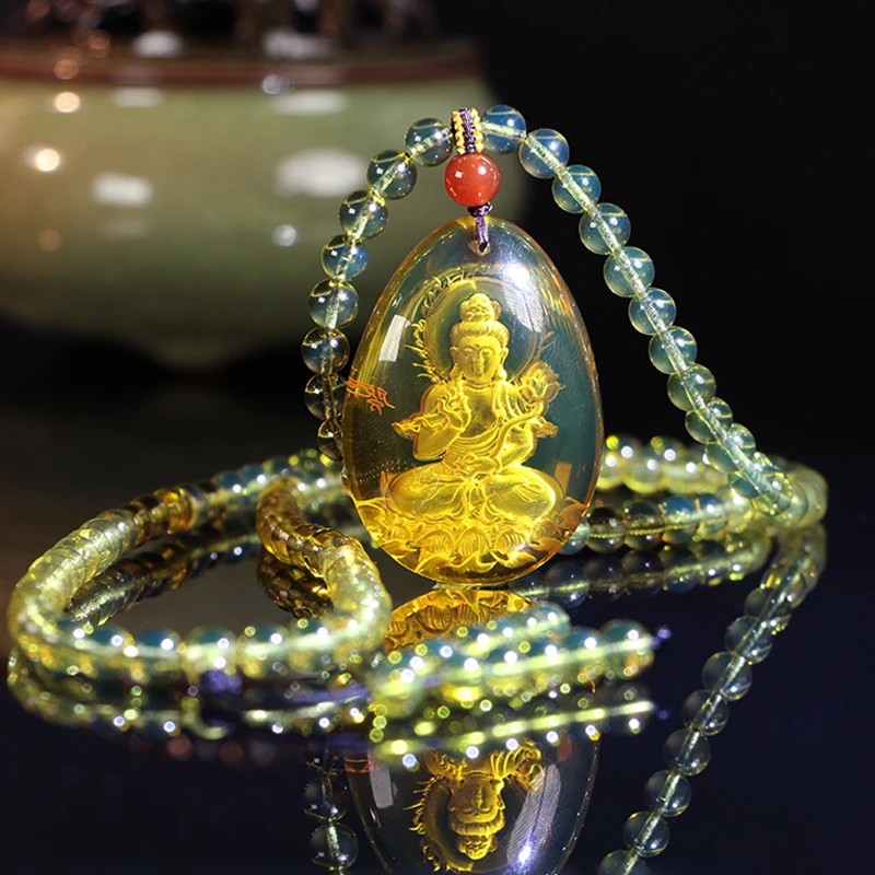 八大丨守护神丨红蓝珀阴雕吊坠-多样性发其一