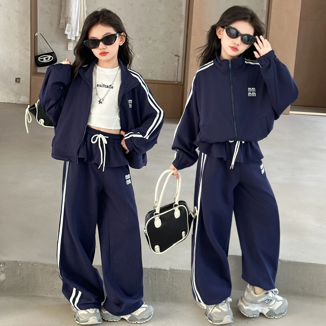 女童春秋季套装2025新款儿童洋气中大童春秋款网红运动休闲春秋装