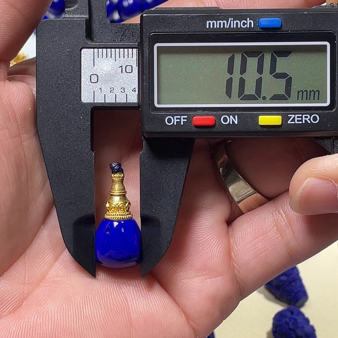 给*** 青金石银S925镀金镶嵌10.5mm分体三通