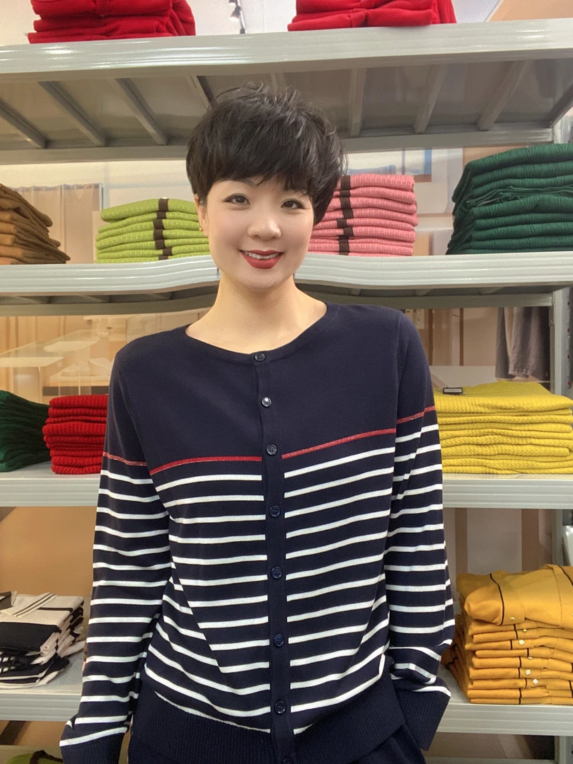 莱赛尔纤维天丝羊毛圆领套头条纹两面穿时尚百搭显瘦针织衫6308