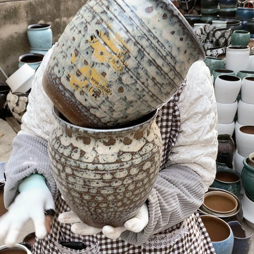 紫砂花盆瑕疵小烧裂口17高21