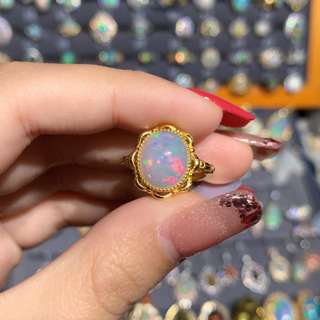 银S925镶嵌欧泊欧泊戒指y