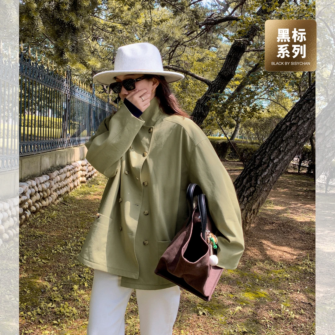 莉贝琳sisy黑标外套女秋冬落肩款热特姆夹棉复古薄棉服S25108JC03