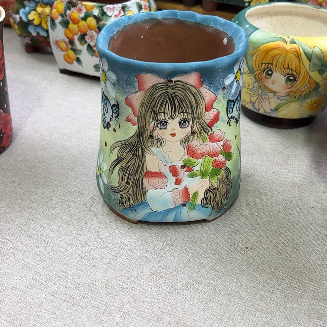 安***景德镇炫彩手绘景德镇陶瓷花盆