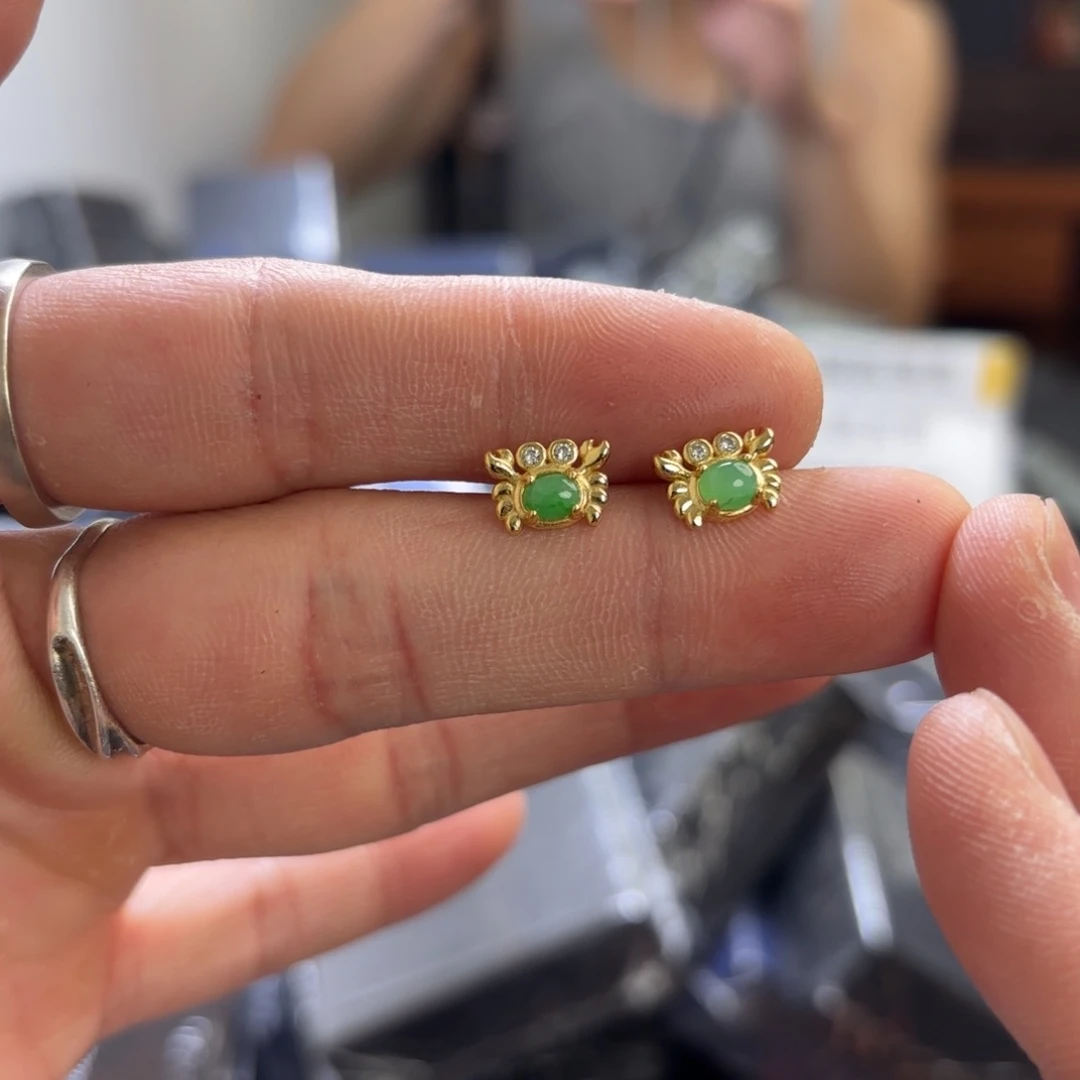 翡翠银S925镀金镶嵌颈饰