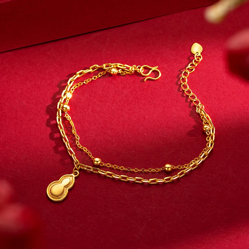 手链 编号19 复古双层珠珠葫芦挂坠手链小众招财福禄