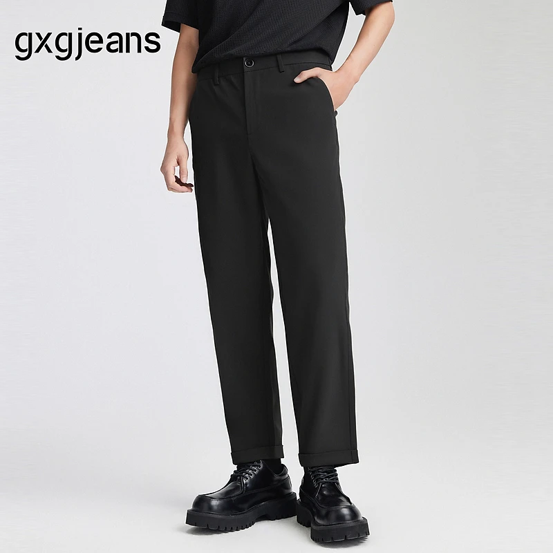 gxg.jeans男装 黑色基础休闲通勤九分裤西裤男裤薄款 25年夏新品
