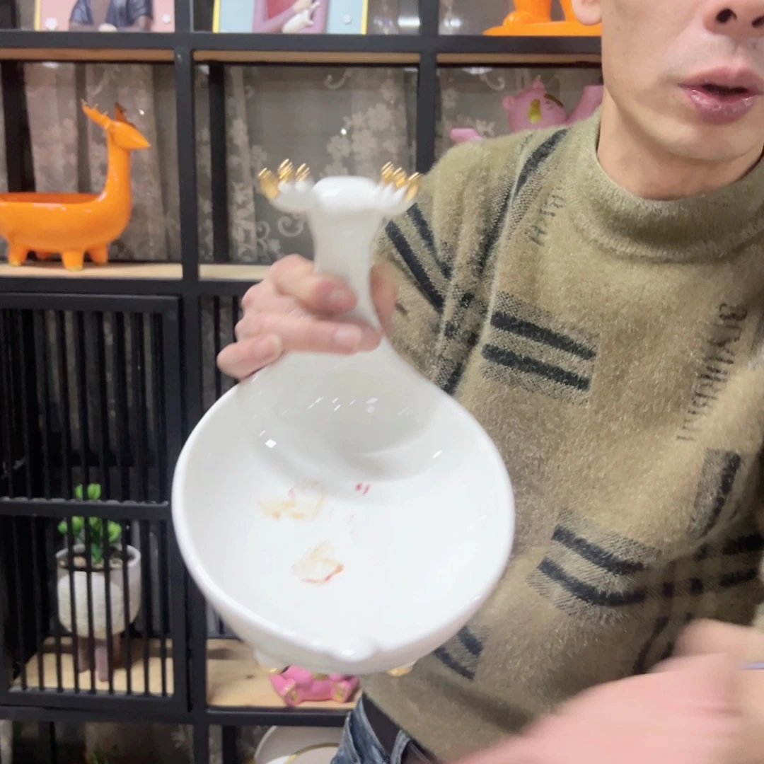 陶红陶红陶陶红陶白色收纳鹿