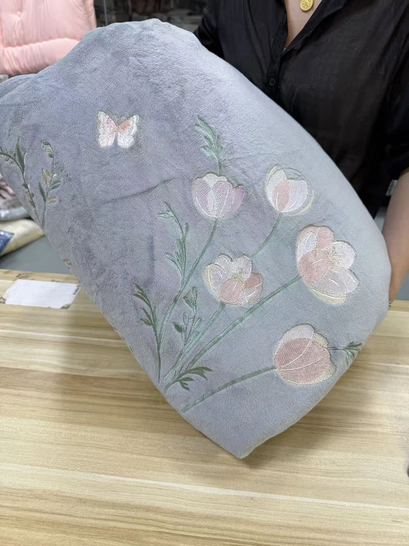 郁金香系列牛奶绒四件套-灰