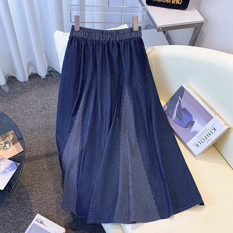 2025夏季新款大码女装薄款天丝牛仔半身裙女显瘦胖mmA字大摆裙子