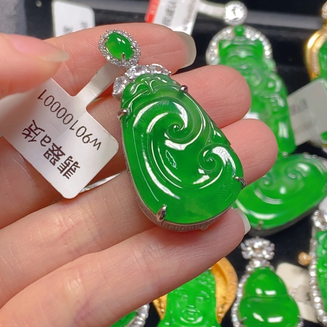 翡翠银S925镶嵌吊坠(不含链)