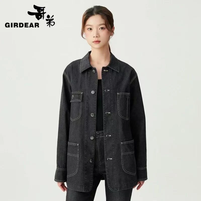 哥弟新款女装潮酷休闲通勤时尚百搭复古工装设计长袖外套1400679