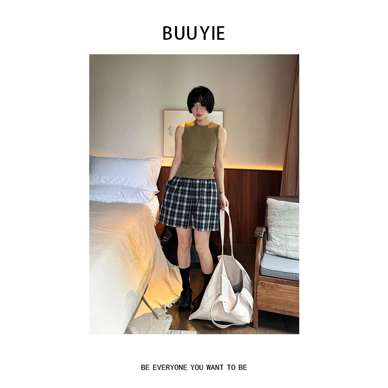 BUUYIE 25SS【简意】极简休闲百搭显瘦修身纯色背心 250353