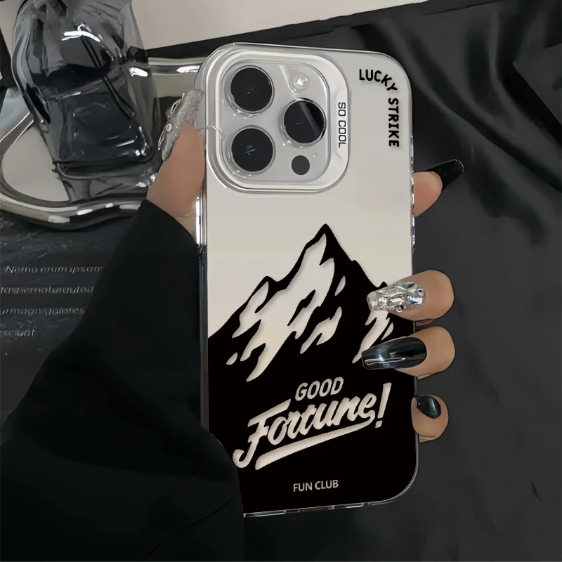 雅天立创意黑色山脉适用iPhone16苹果彩银手机壳华为vivo小米oppo