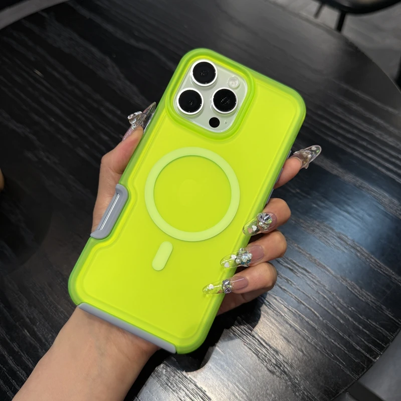 磨砂加厚防摔糖果色适用苹果17promax磁吸手机壳iphone16/15pro新