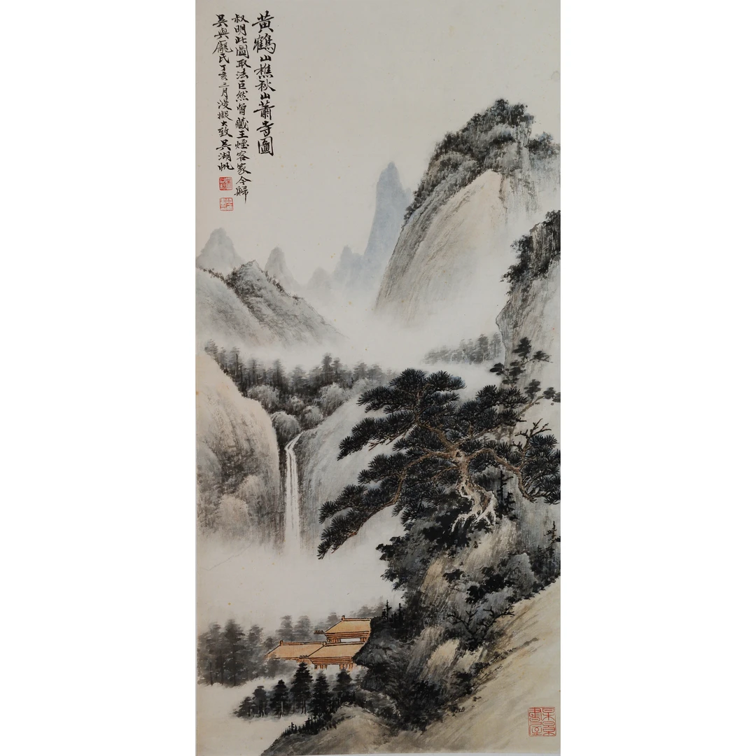 D8 11 萧寺图 纸本镜片 80*43cm