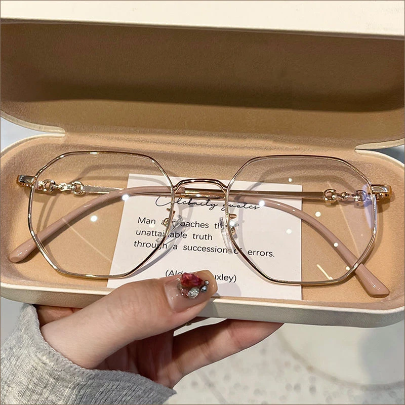 多边形近视眼镜女配散光100-200-300-400-650-700-850-900-1000度