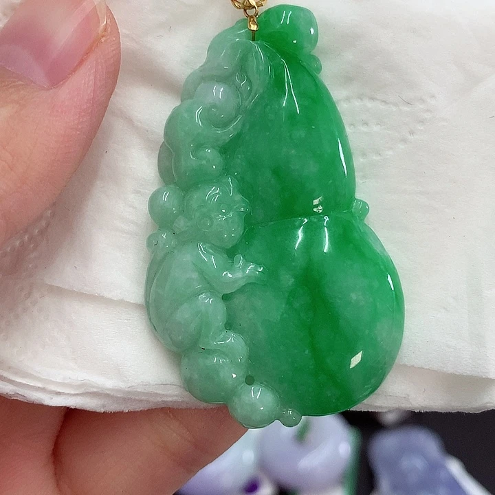 翡翠18K金镶嵌吊坠(不含链)