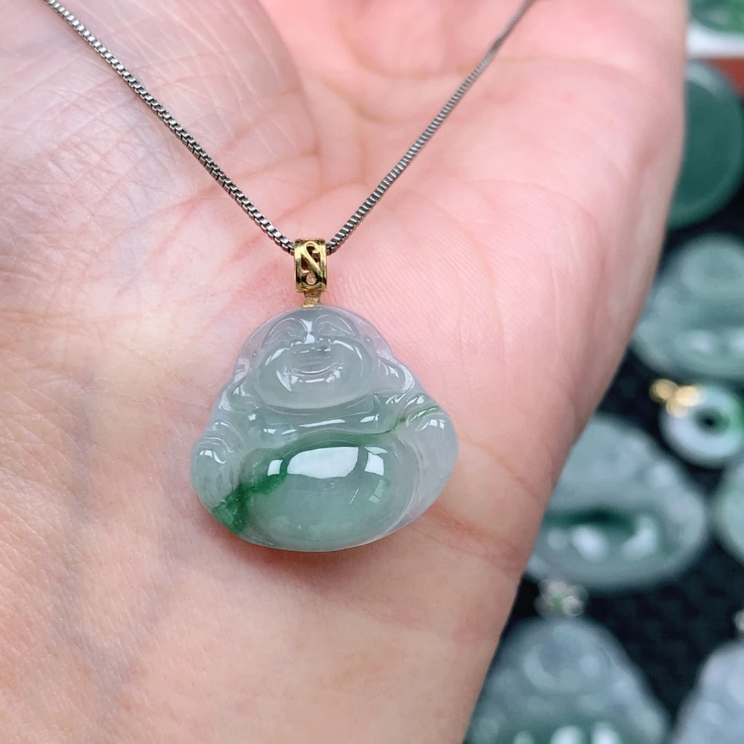 翡翠吊坠(不含链)18K金镶嵌
