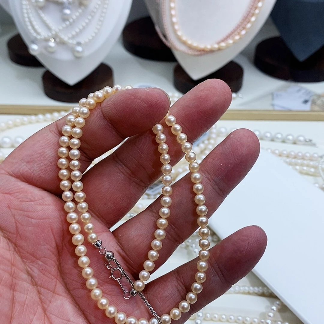 美***好颈饰银S925镶嵌淡水珍珠