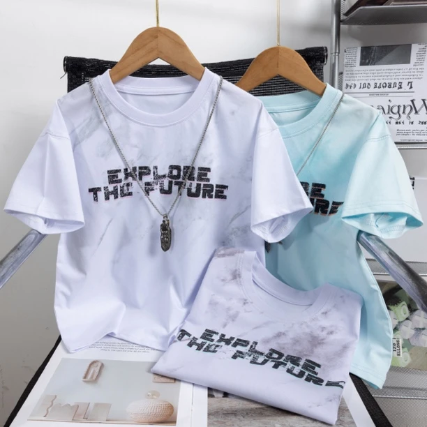 男童夏装短袖t恤纯棉2025新款中大儿童薄款潮牌夏季上衣宽松体恤