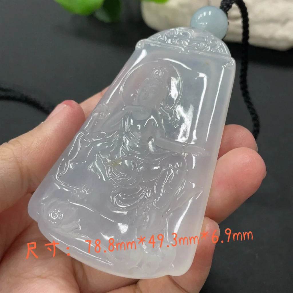 缅甸翡翠A货观音挂件