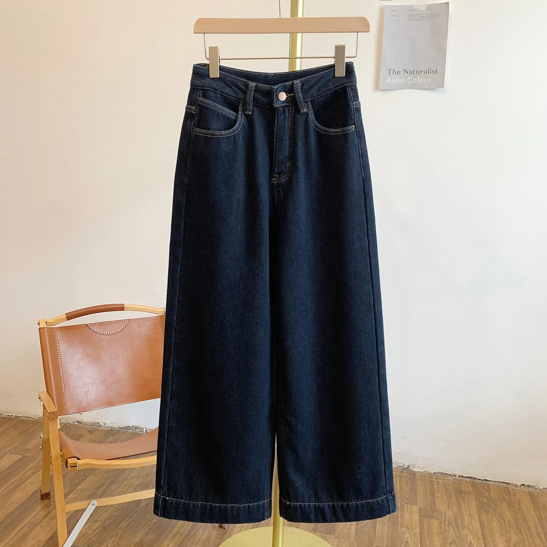 C5073加绒牛仔阔腿裤