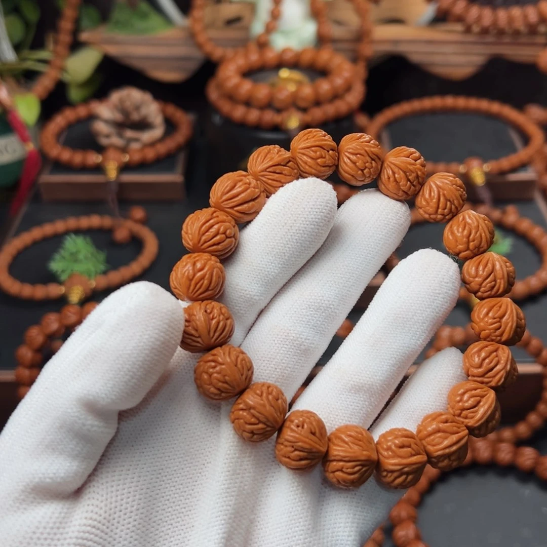 吊坠桃核简*素1.5盘龙爆肚手串