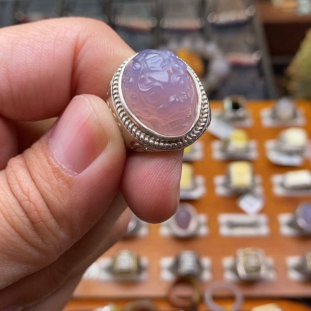 玛瑙/玉髓银S925镶嵌戒指
