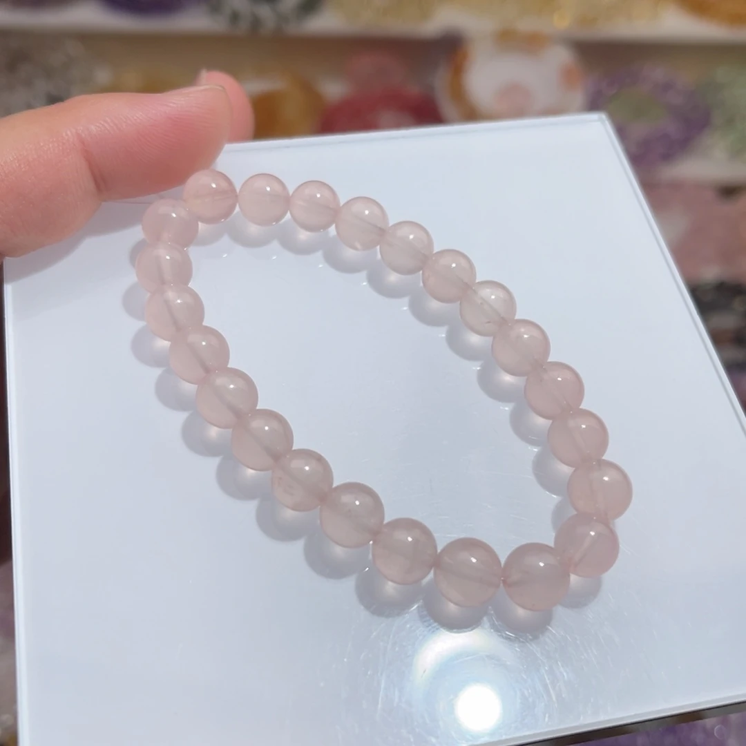 水晶未镶嵌手链8m西柚粉水晶单圈