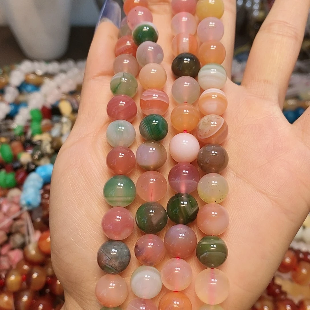玛瑙/玉髓散珠天然盐源玛瑙10mm一条