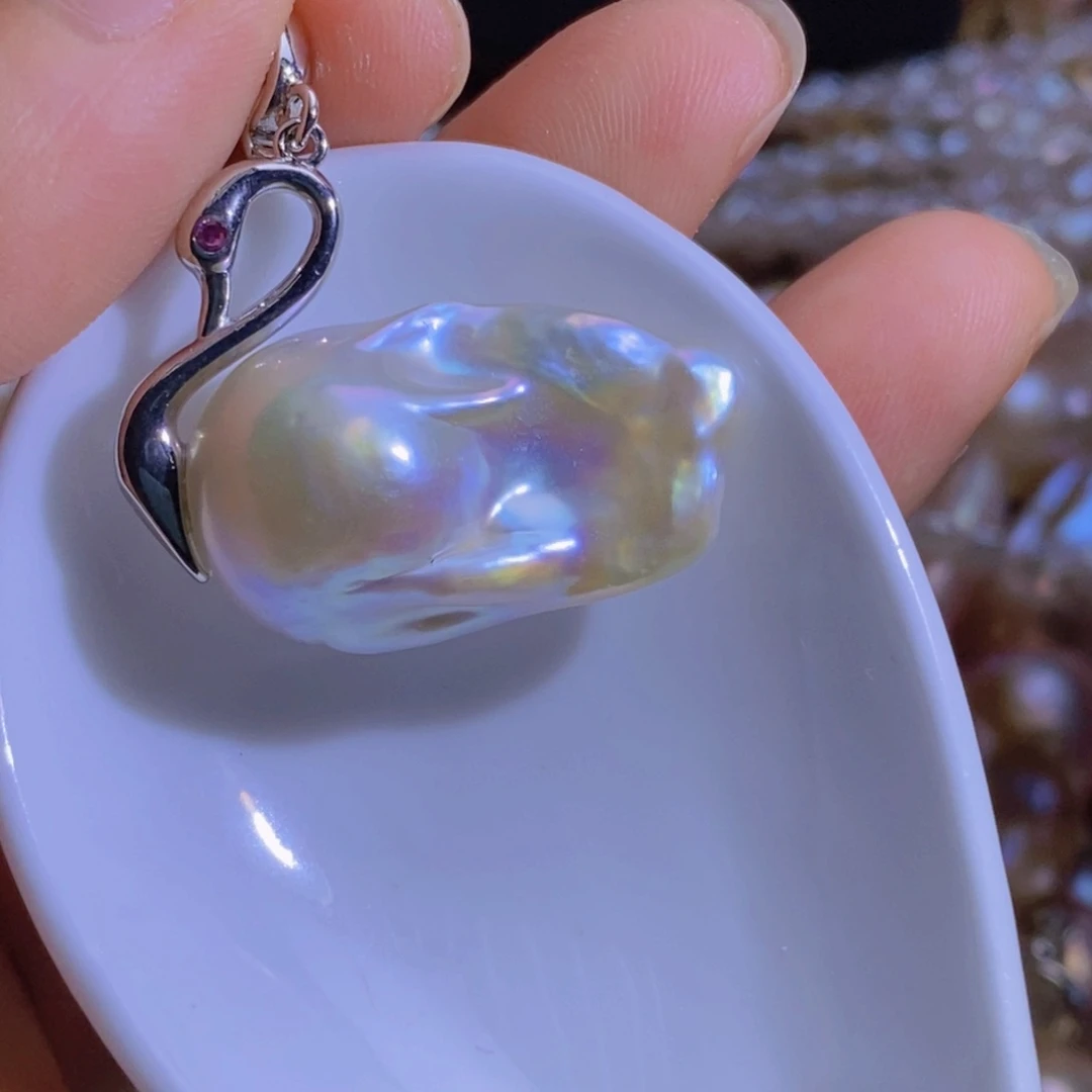 银S925镶嵌淡水珍珠微瑕