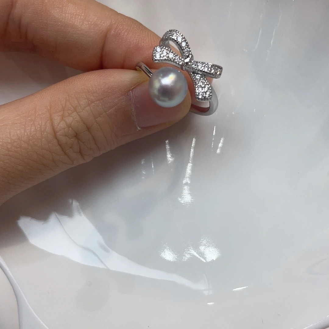 银S925镶嵌戒指海水珍珠