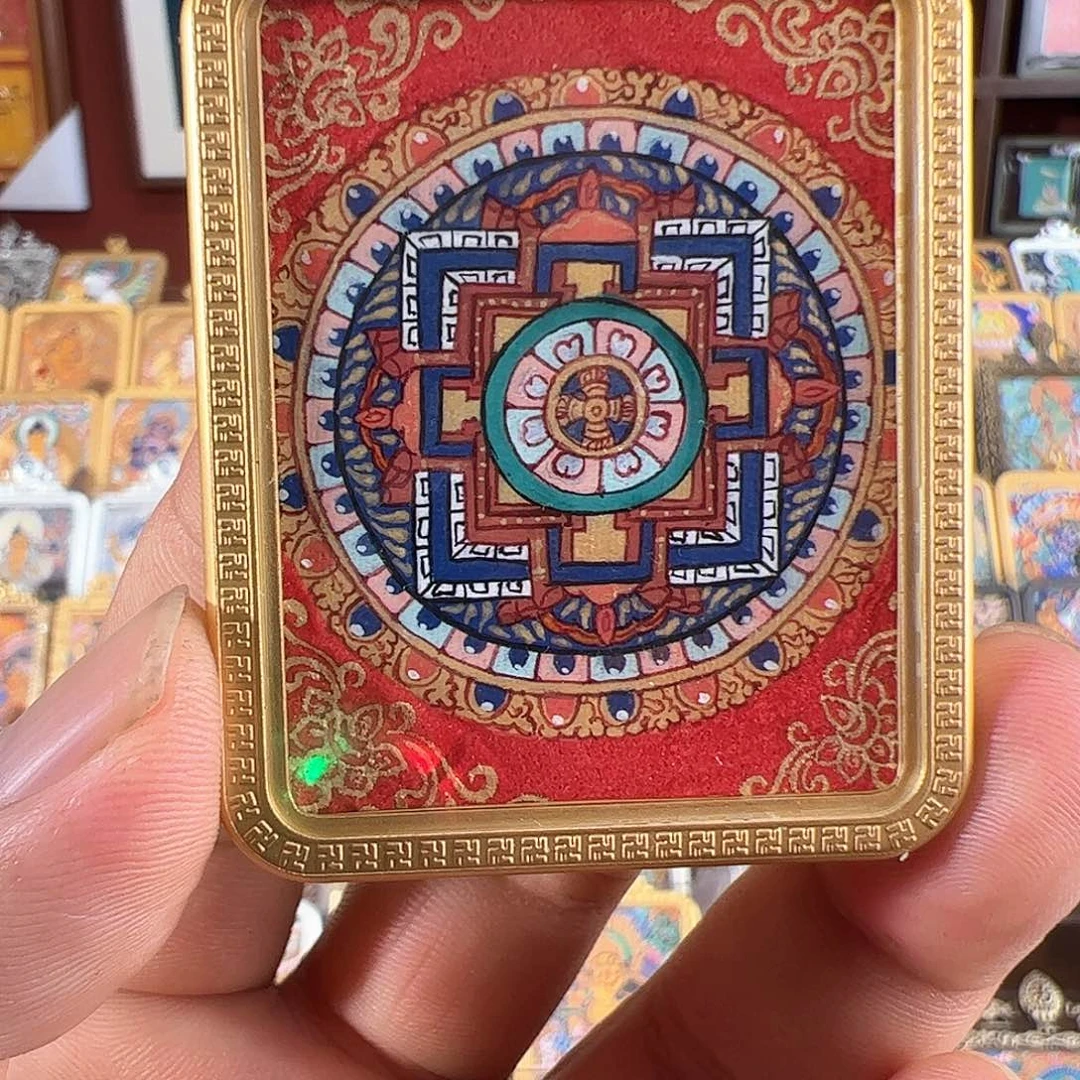 吊坠纯手绘唐卡坛城红