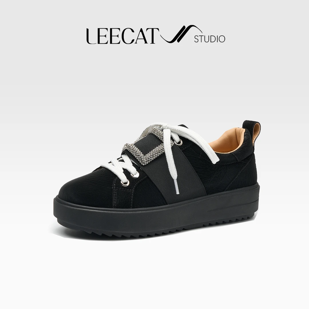 LeeCat Studio | 2025秋冬季新款厚底增高方扣钻乐福鞋LES25Q0362