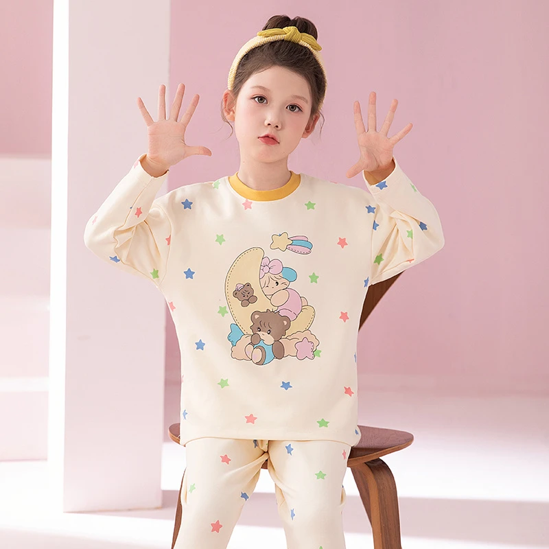 纯棉女童睡衣可爱长袖春秋宝宝中大童舒适儿童小女孩家居服套装