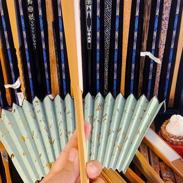 扇子小**吖新玉竹文玩折扇