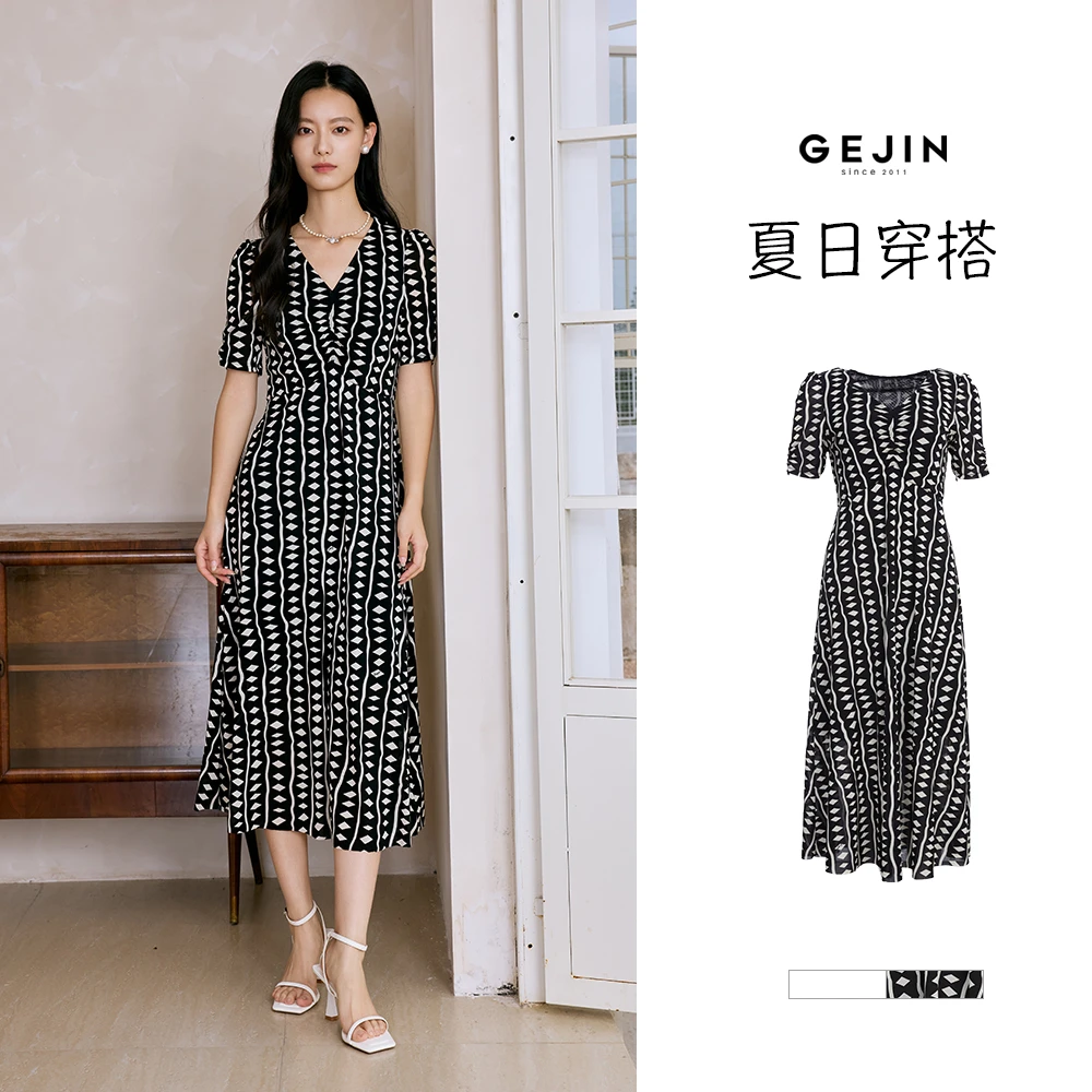 GEJIN/歌锦2025夏季新款时尚经典夏日连衣裙9212550306