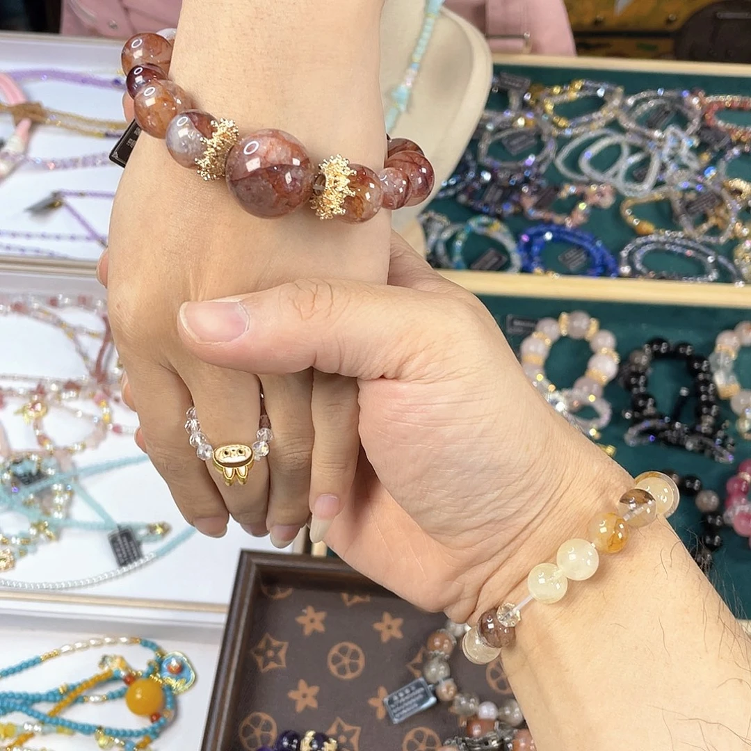 水晶手链银S925镀金镶嵌