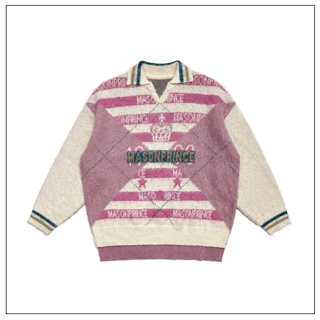 【广州】MASONPRINCE*拼色菱形条纹polo毛衣