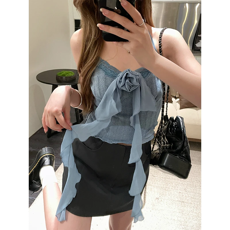 王少女YOKLASS 【清清】蓝色针织吊带 X16567S41